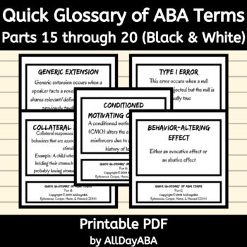Quick Glossary of ABA Terms Parts 15 through 20: BCBA Exam Prep Flash ...